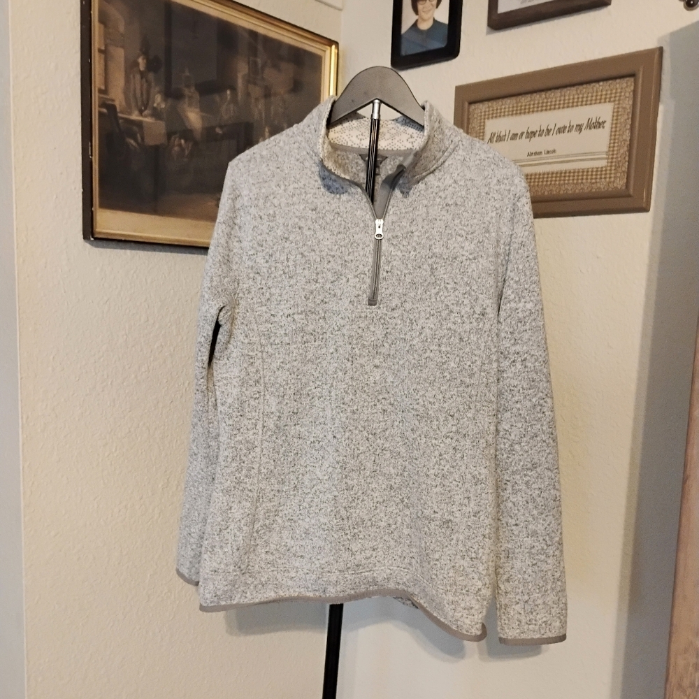 Eddie Bauer Women's Fleece Pullover Size TXL Gray 1/4 Zip Sweater